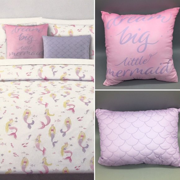 5pc Cynthia Rowley Mermaid FULL QUEEN Comforter Pillow Set Ocean Turtle Seahorse